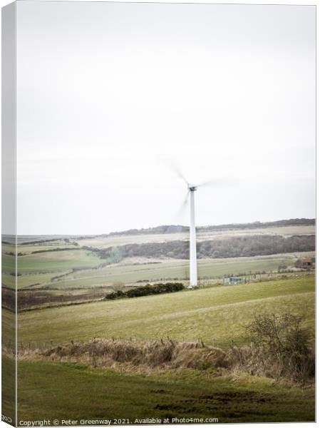 Wind Turbine In County Antrim, Ireland Canvas Print by Peter Greenway