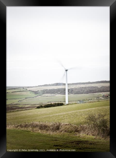 Wind Turbine In County Antrim, Ireland Framed Print by Peter Greenway
