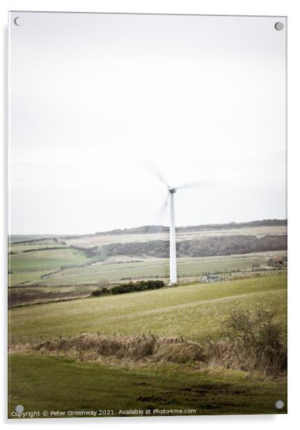 Wind Turbine In County Antrim, Ireland Acrylic by Peter Greenway