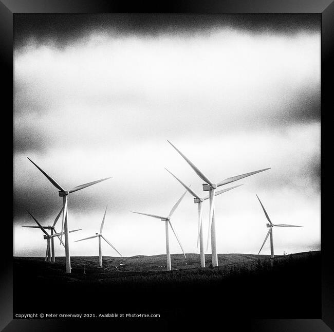 Wind Turbines In The Scottish Highlands  Framed Print by Peter Greenway
