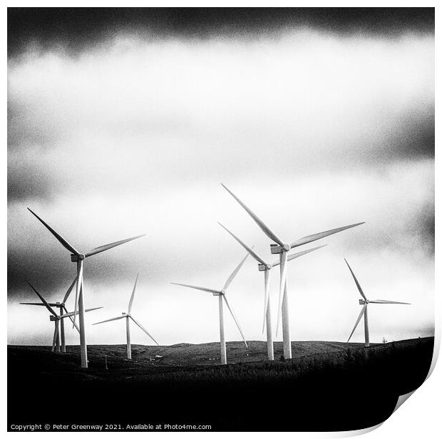 Wind Turbines In The Scottish Highlands  Print by Peter Greenway