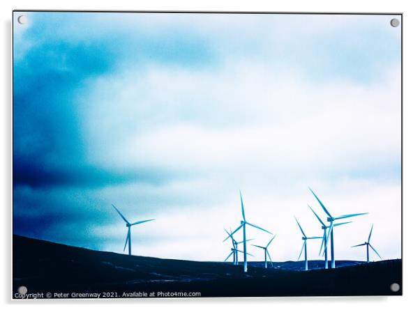 Wind Turbines In The Scottish Highlands  Acrylic by Peter Greenway