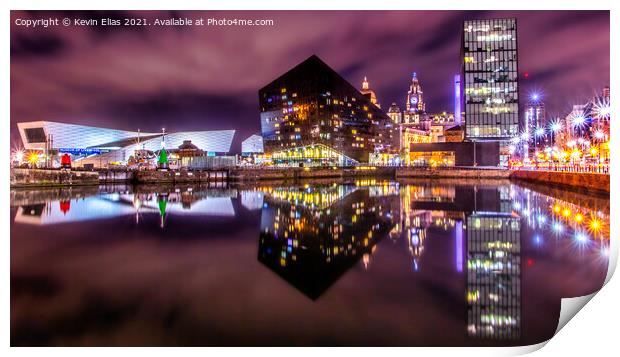 Liverpool night lights Print by Kevin Elias