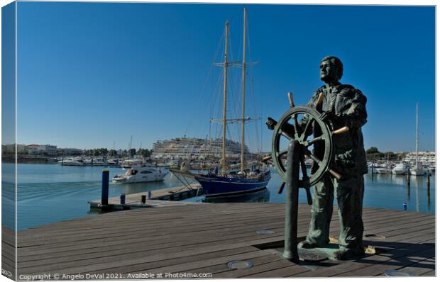 The Sailor Statue in Vilamoura Canvas Print by Angelo DeVal