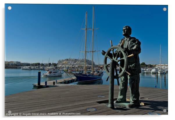 The Sailor Statue in Vilamoura Acrylic by Angelo DeVal