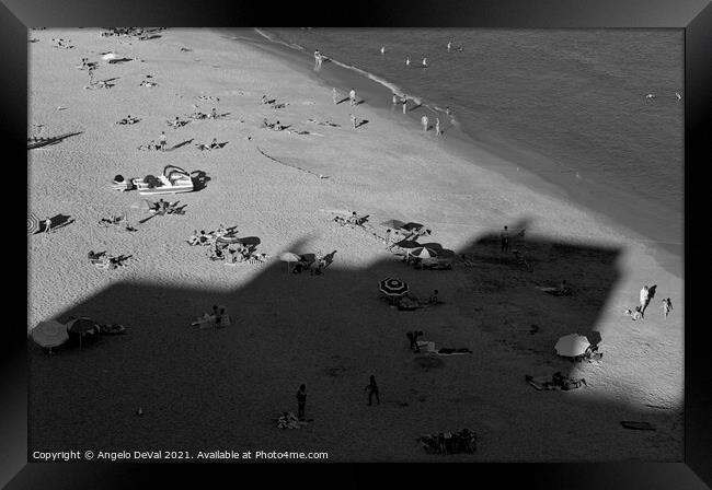 Peneco beach scene in Monochrome Framed Print by Angelo DeVal