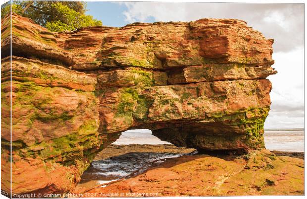 Rock Formation alongside the River Severn Canvas Print by Graham Lathbury