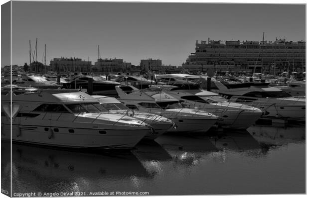 Vilamoura boats in Monochrome Canvas Print by Angelo DeVal