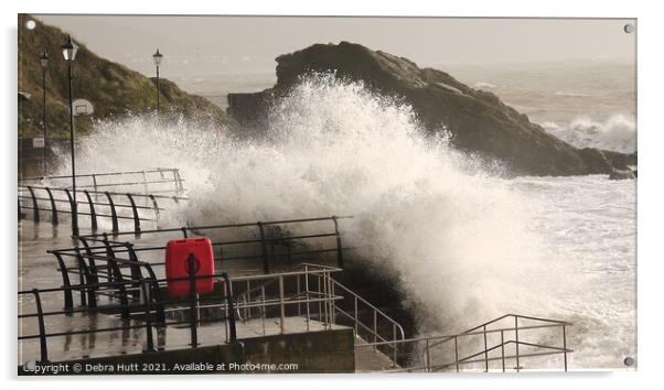 Looe Storm Acrylic by Debra Hutt