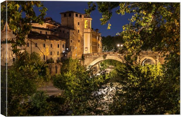 Tiber Island and Pons Fabricius in Rome Canvas Print by Artur Bogacki