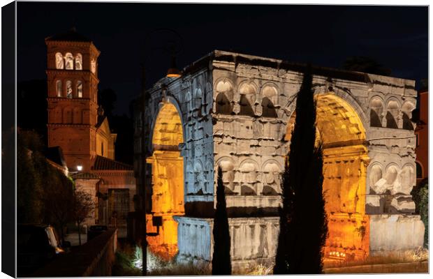Arch of Janus at Night in Rome Canvas Print by Artur Bogacki