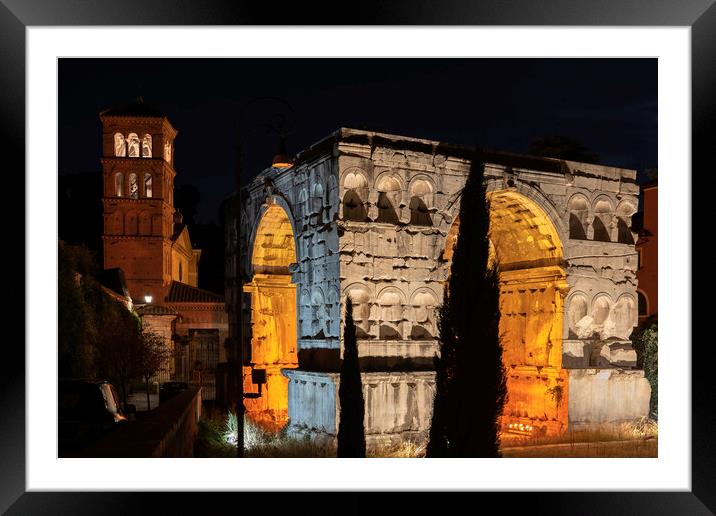 Arch of Janus at Night in Rome Framed Mounted Print by Artur Bogacki