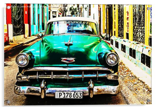 Havana Taxi  Acrylic by Janie Pratt