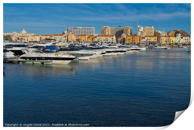 Marina of Vilamoura during afternoon Print by Angelo DeVal
