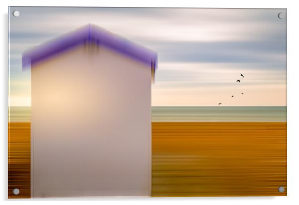 Worthing Beach Hut Acrylic by Mark Jones