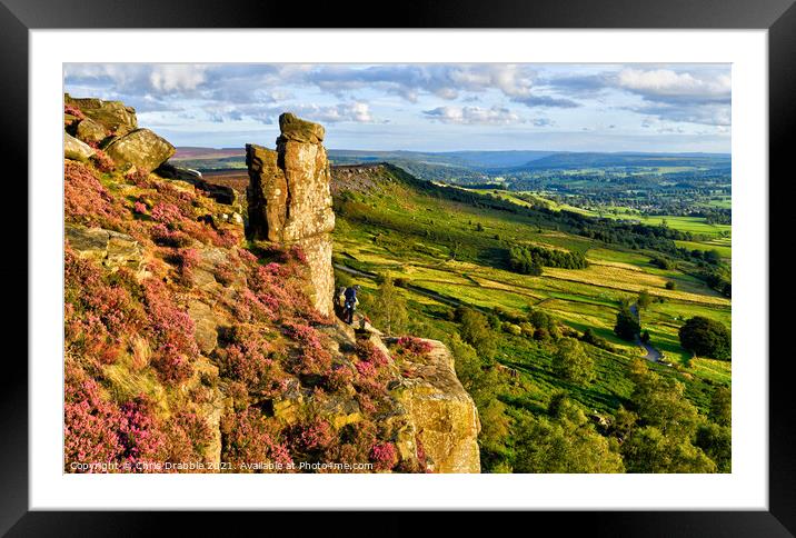 Belaying at Curbar Edge Framed Mounted Print by Chris Drabble