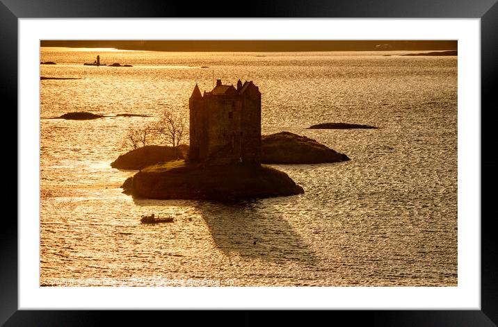 Castle Stalker in sunset light Framed Mounted Print by Chris Drabble