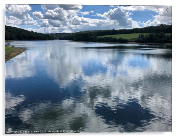 Reflection on Wimbleball Lake Acrylic by Sarah Davey