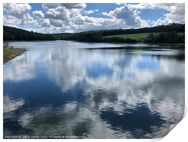 Reflection on Wimbleball Lake Print by Sarah Davey