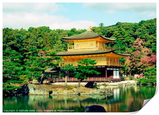 Temple of the Golden Pavilion, Kyoto Japan Print by Nathalie Hales