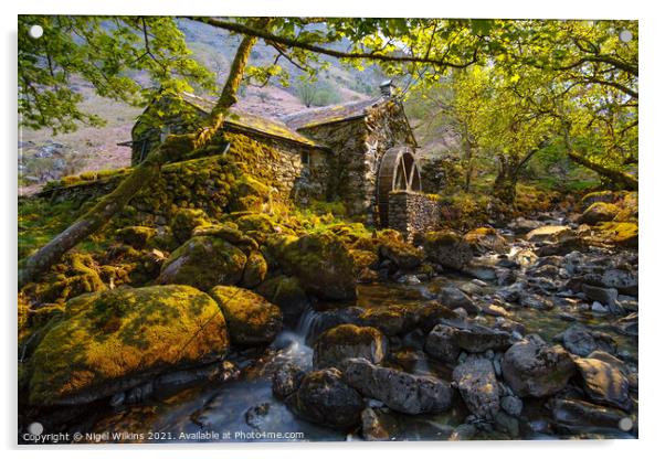 Lake District, The Old Mill Acrylic by Nigel Wilkins