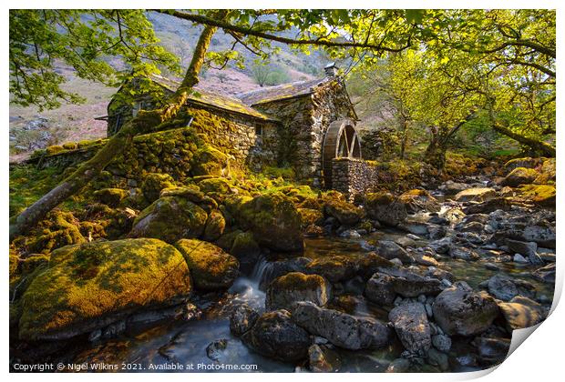 Lake District, The Old Mill Print by Nigel Wilkins