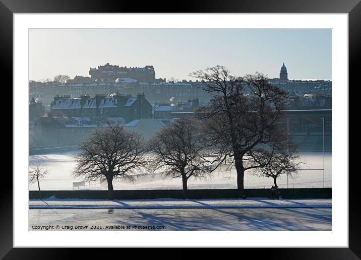Snow in Inverleith park, Edinburgh Framed Mounted Print by Craig Brown