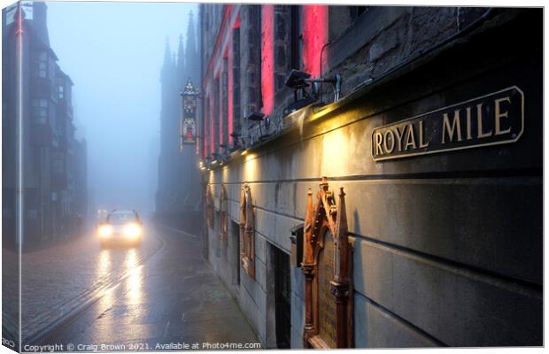 Royal Mile Fog Canvas Print by Craig Brown