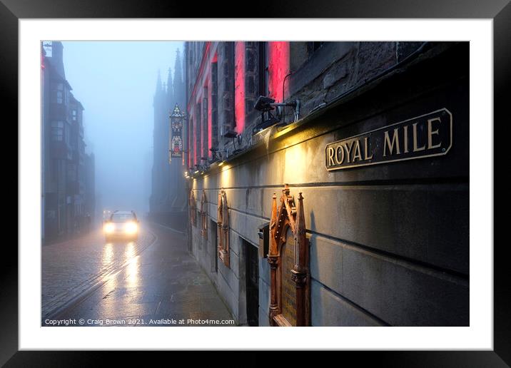 Royal Mile Fog Framed Mounted Print by Craig Brown