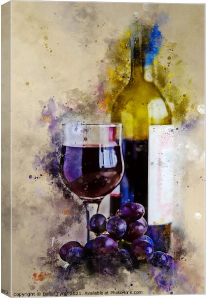 Red Wine and Grapes Canvas Print by David Tyrer