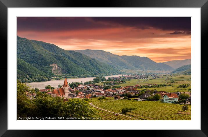 View of small austrian village Weissenkirchen in der Wachau on a Framed Mounted Print by Sergey Fedoskin