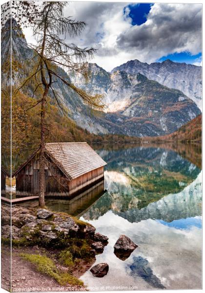Boat house at the Obersee Canvas Print by Dirk Rüter