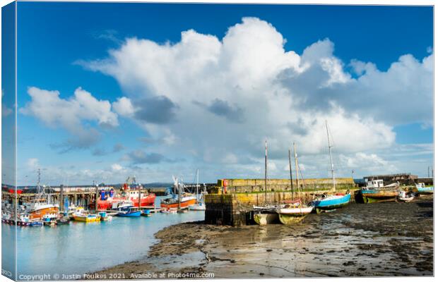 Newlyn Harbour, Cornwall Canvas Print by Justin Foulkes