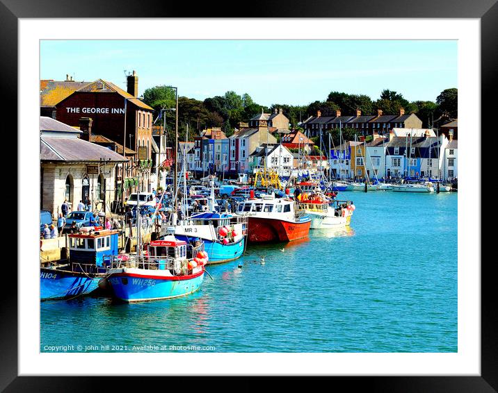 Fishing fleet at Weymouth in Dorset. Framed Mounted Print by john hill