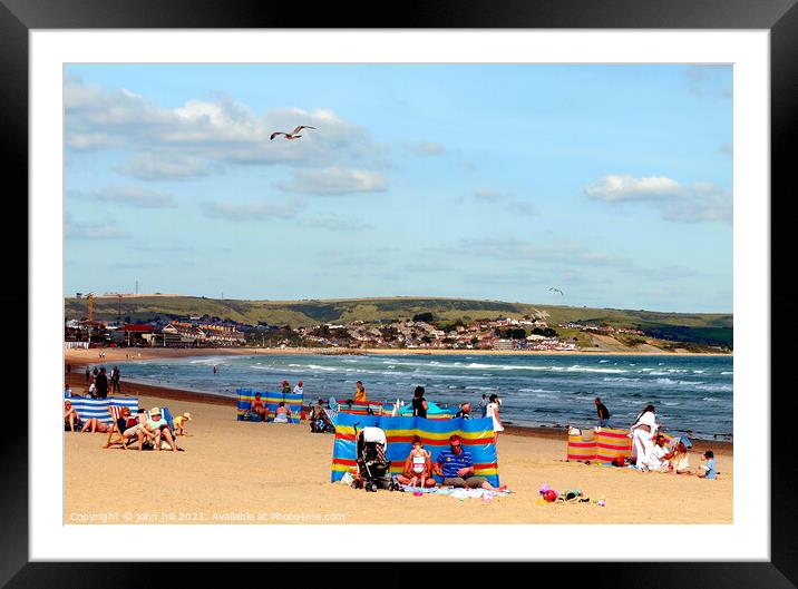 Swanage beach and bay in Dorset. Framed Mounted Print by john hill