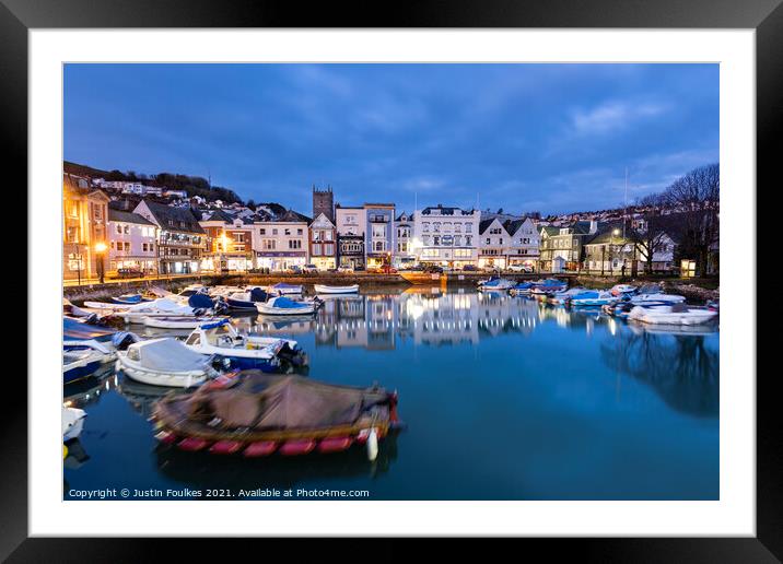 Dartmouth Boat Float at night Framed Mounted Print by Justin Foulkes