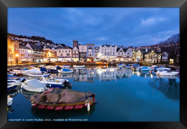 Dartmouth Boat Float at night Framed Print by Justin Foulkes