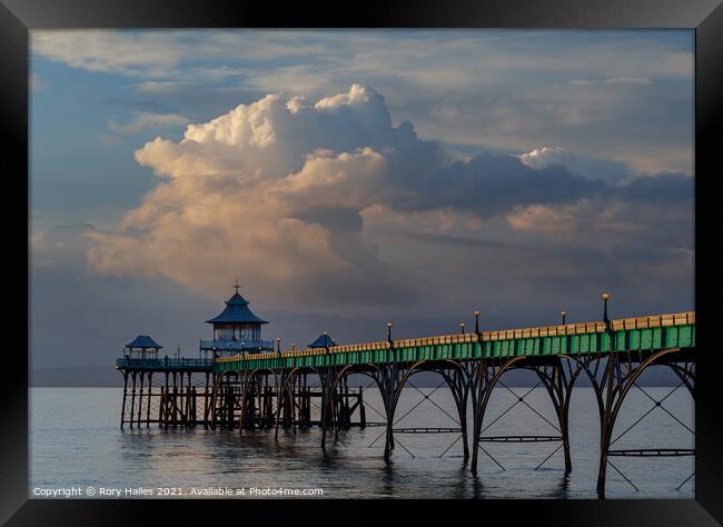 Clevedon Pier  with cumulus cloud Framed Print by Rory Hailes