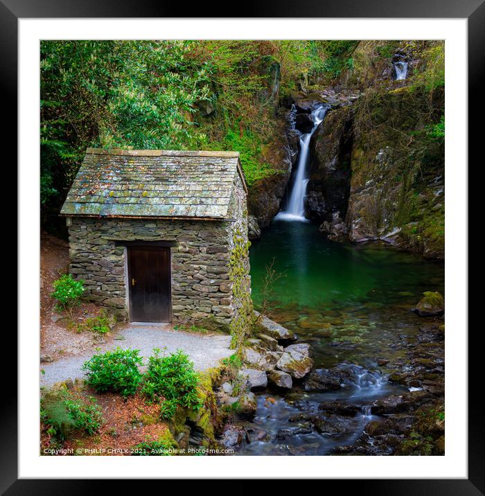  Rydal hall waterfall and viewing hut in the lake district Cumbria 508 Framed Mounted Print by PHILIP CHALK