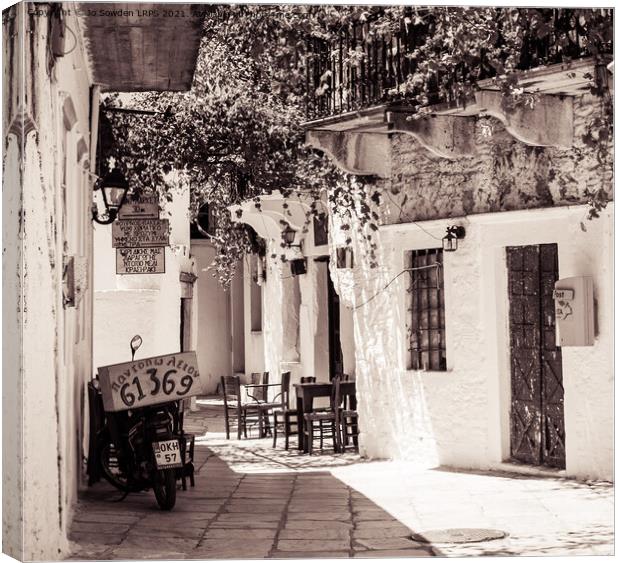 Greek side street, Naxos Canvas Print by Jo Sowden