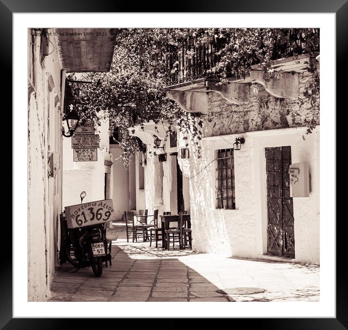Greek side street, Naxos Framed Mounted Print by Jo Sowden