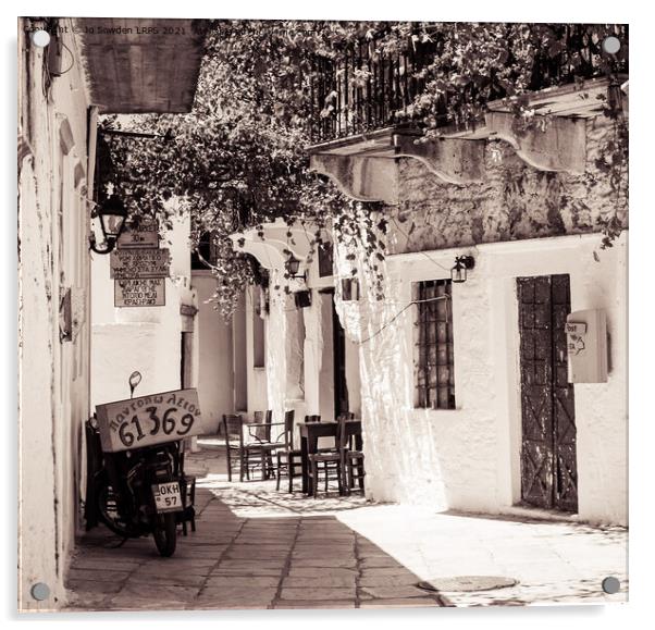 Greek side street, Naxos Acrylic by Jo Sowden