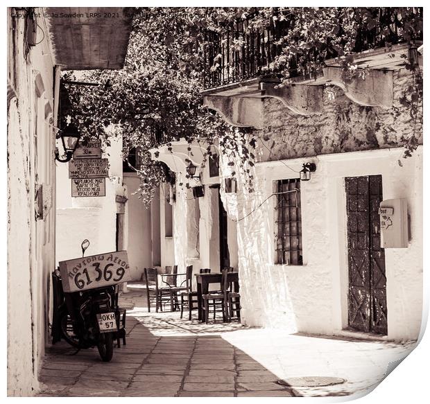 Greek side street, Naxos Print by Jo Sowden