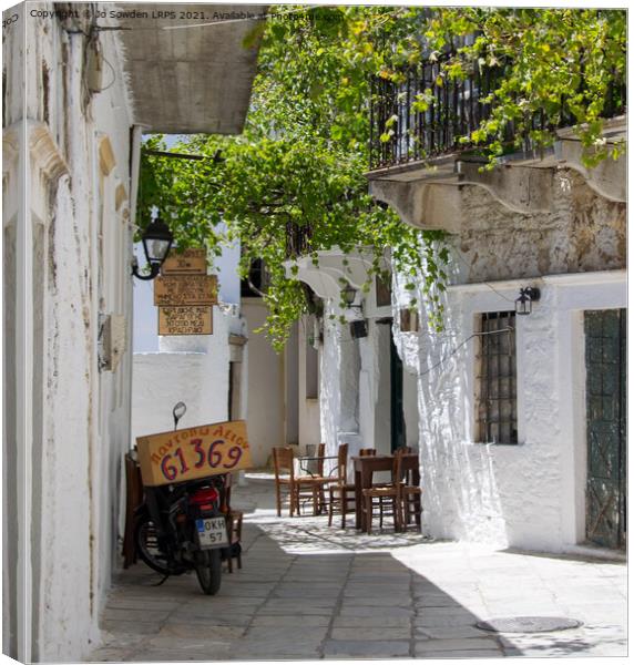 Greek side street, Naxos ( colour) Canvas Print by Jo Sowden