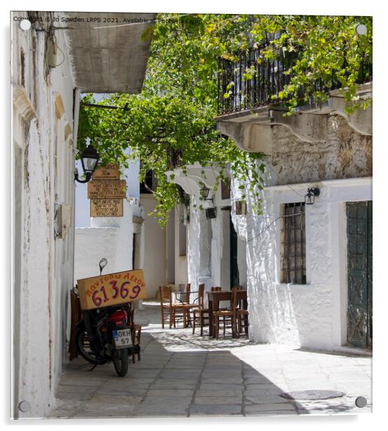 Greek side street, Naxos ( colour) Acrylic by Jo Sowden