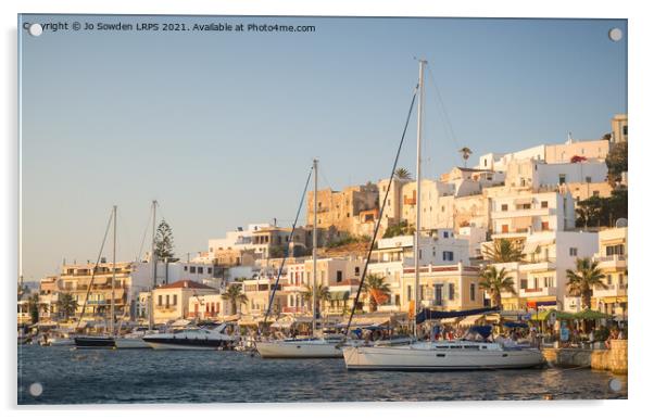 Evening Light, Naxos island Acrylic by Jo Sowden