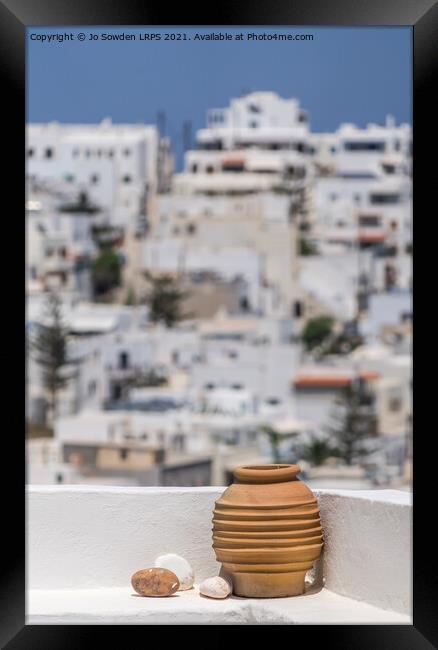 Greek Pot, Naxos Framed Print by Jo Sowden