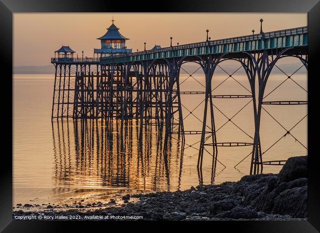 Clevedon Pier at Sunset Framed Print by Rory Hailes