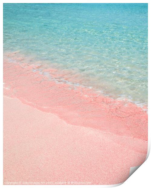 Pink sand beach in Crete, Greece. Summer decor. Print by Delphimages Art