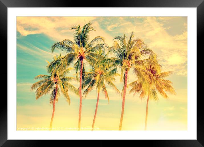 Palm trees,  summer and travel tropical decor Framed Mounted Print by Delphimages Art